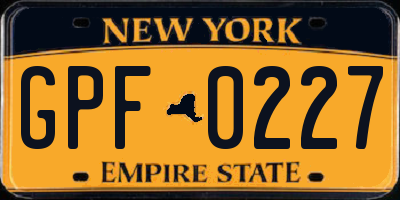 NY license plate GPF0227