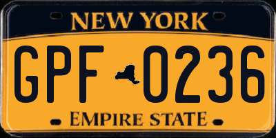 NY license plate GPF0236