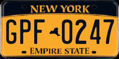 NY license plate GPF0247