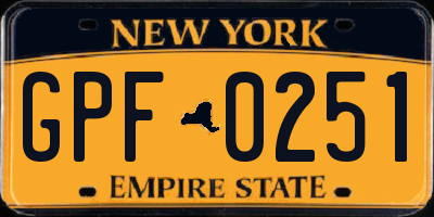 NY license plate GPF0251
