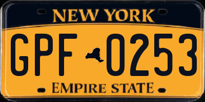 NY license plate GPF0253