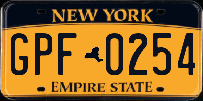 NY license plate GPF0254
