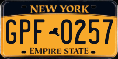 NY license plate GPF0257