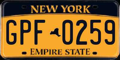 NY license plate GPF0259