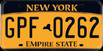 NY license plate GPF0262