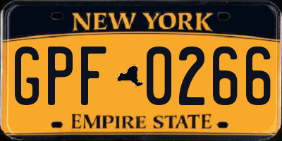 NY license plate GPF0266