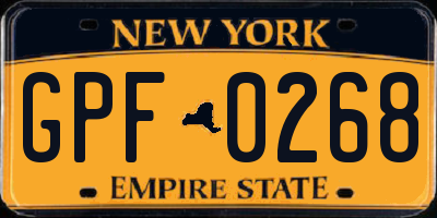 NY license plate GPF0268