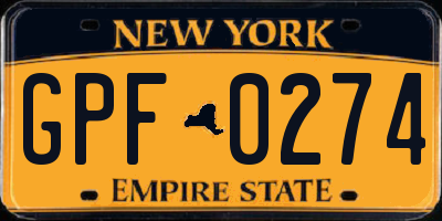 NY license plate GPF0274
