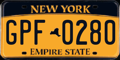 NY license plate GPF0280