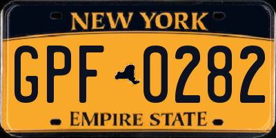NY license plate GPF0282