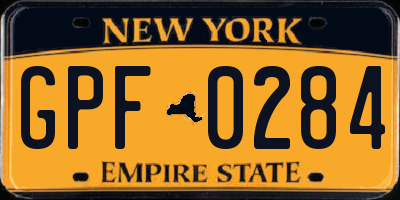NY license plate GPF0284