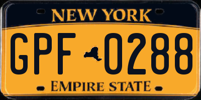 NY license plate GPF0288