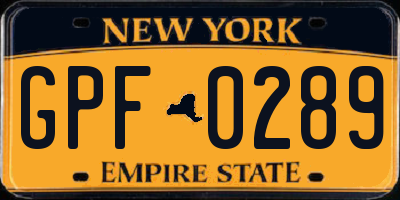 NY license plate GPF0289