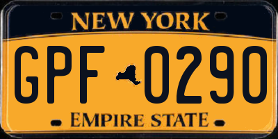 NY license plate GPF0290