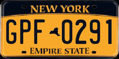 NY license plate GPF0291