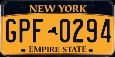 NY license plate GPF0294