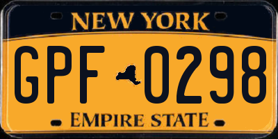 NY license plate GPF0298