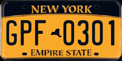 NY license plate GPF0301