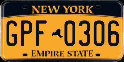 NY license plate GPF0306