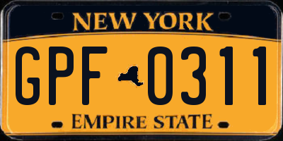 NY license plate GPF0311