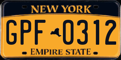 NY license plate GPF0312
