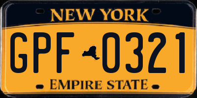 NY license plate GPF0321