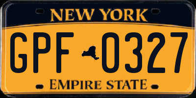 NY license plate GPF0327