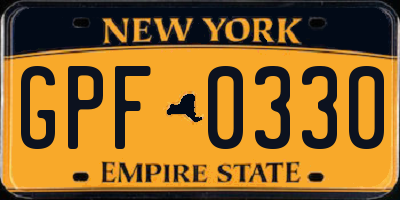 NY license plate GPF0330
