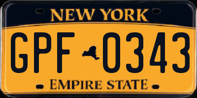 NY license plate GPF0343
