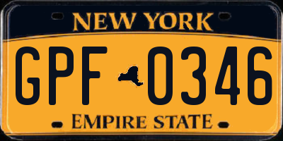 NY license plate GPF0346
