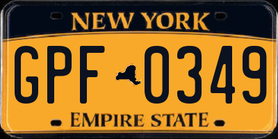 NY license plate GPF0349