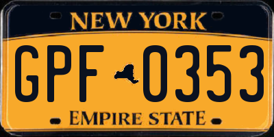 NY license plate GPF0353