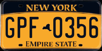 NY license plate GPF0356
