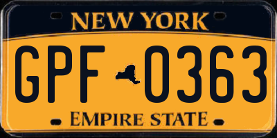 NY license plate GPF0363