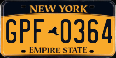 NY license plate GPF0364