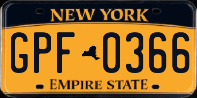 NY license plate GPF0366