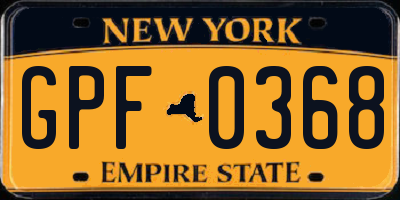 NY license plate GPF0368