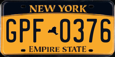 NY license plate GPF0376