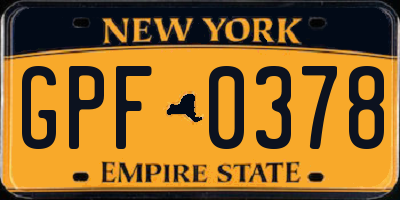 NY license plate GPF0378