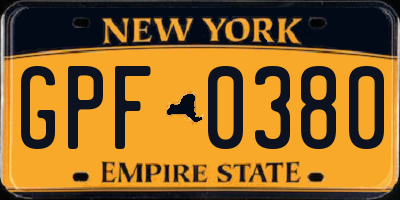 NY license plate GPF0380