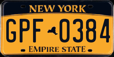 NY license plate GPF0384
