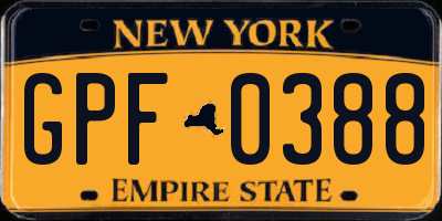 NY license plate GPF0388