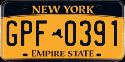 NY license plate GPF0391