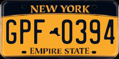 NY license plate GPF0394