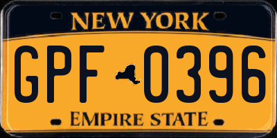 NY license plate GPF0396