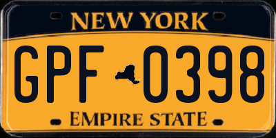 NY license plate GPF0398