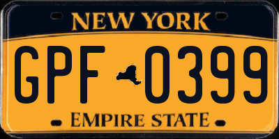 NY license plate GPF0399