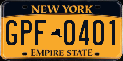 NY license plate GPF0401