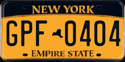 NY license plate GPF0404