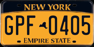 NY license plate GPF0405